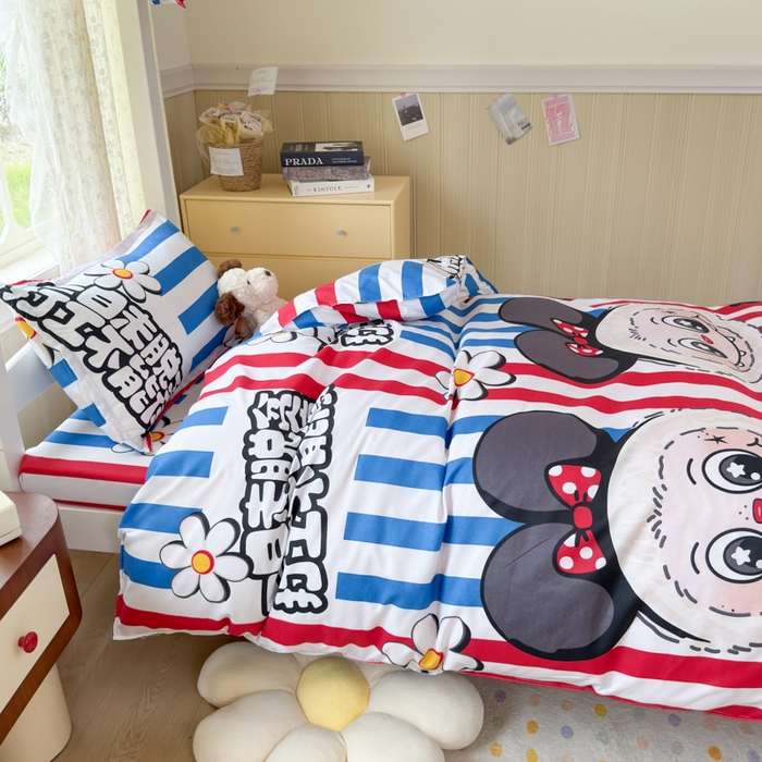 91家纺网 家纺一手货源 找家纺 乐居坊 2025新款开学季亲肤棉透气印花芦荟棉四件套（宿舍床） 潮流前线