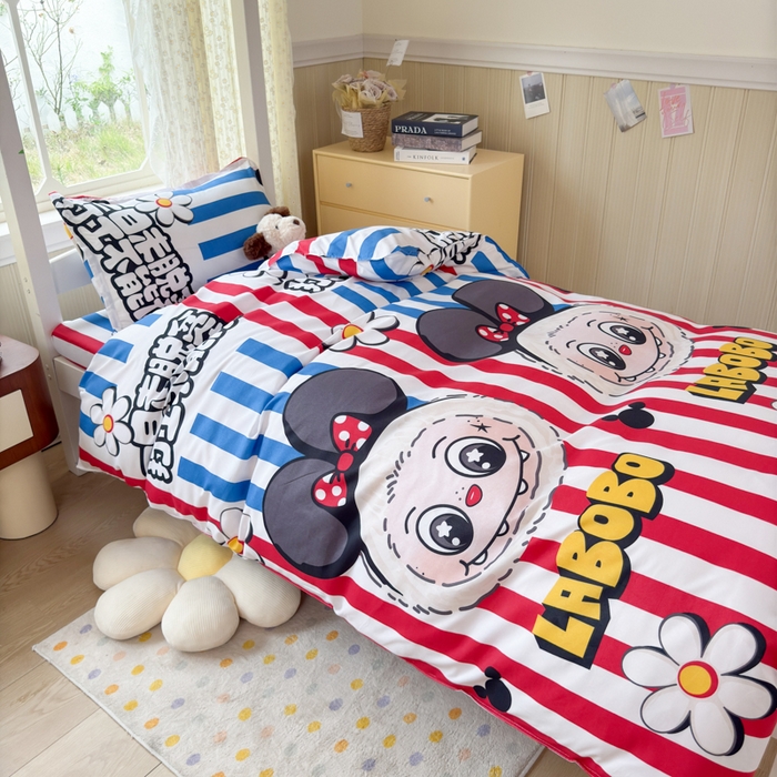 91家纺网 家纺一手货源 找家纺 乐居坊 2025新款开学季亲肤棉透气印花芦荟棉四件套（宿舍床） 潮流前线