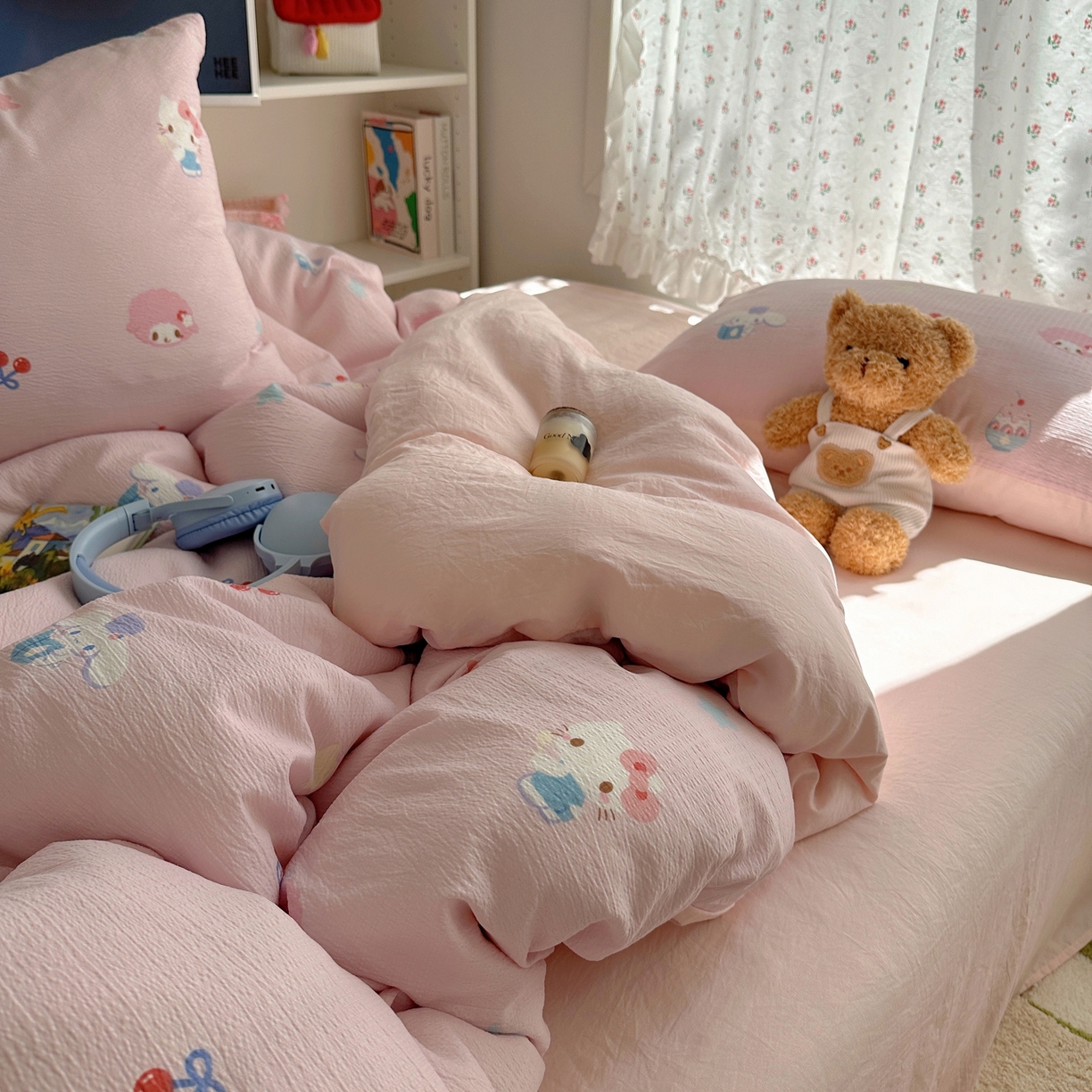 91家纺网 家纺一手货源 找家纺 顾里家纺 2025新款韩系奶萌云朵棉四件套 甜心萌宝