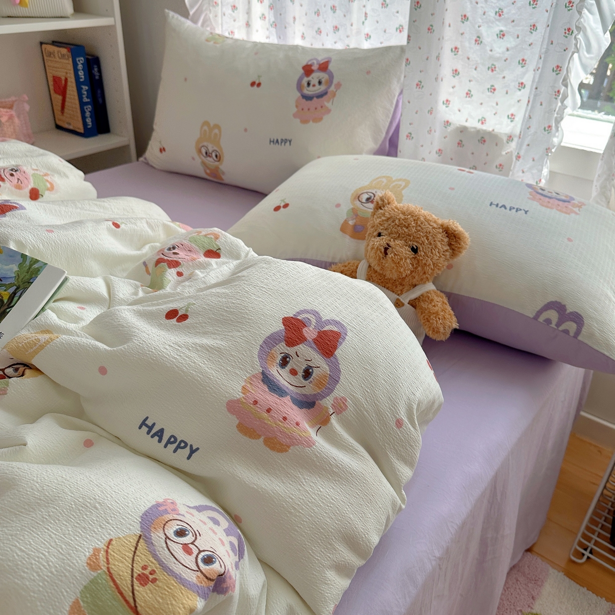 91家纺网 家纺一手货源 找家纺 顾里家纺 2025新款韩系奶萌云朵棉四件套 奈娃娃