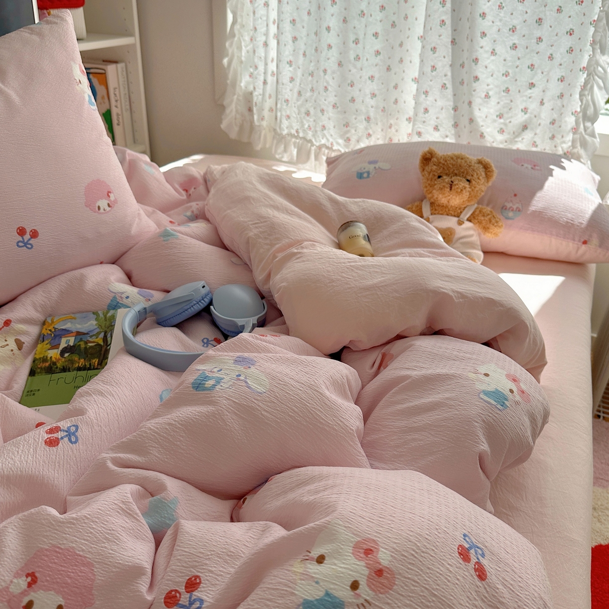 91家纺网 家纺一手货源 找家纺 顾里家纺 2025新款韩系奶萌云朵棉四件套 甜心萌宝