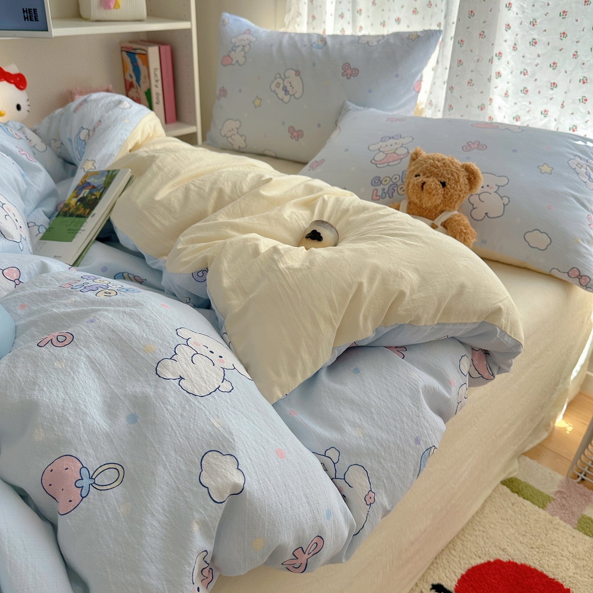 91家纺网 家纺一手货源 找家纺 （总）顾里家纺 2025新款韩系奶萌云朵棉四件套