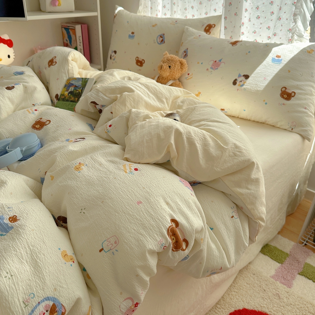 顾里家纺 2025新款韩系奶萌云朵棉四件套 动物星球（米）