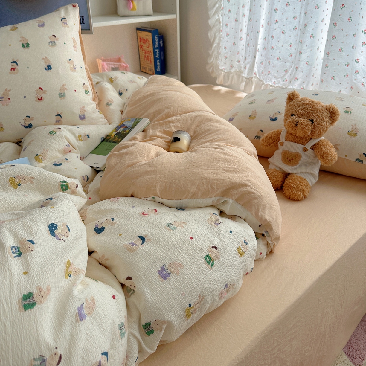 91家纺网 家纺一手货源 找家纺 顾里家纺 2025新款韩系奶萌云朵棉四件套 小甜兔兔