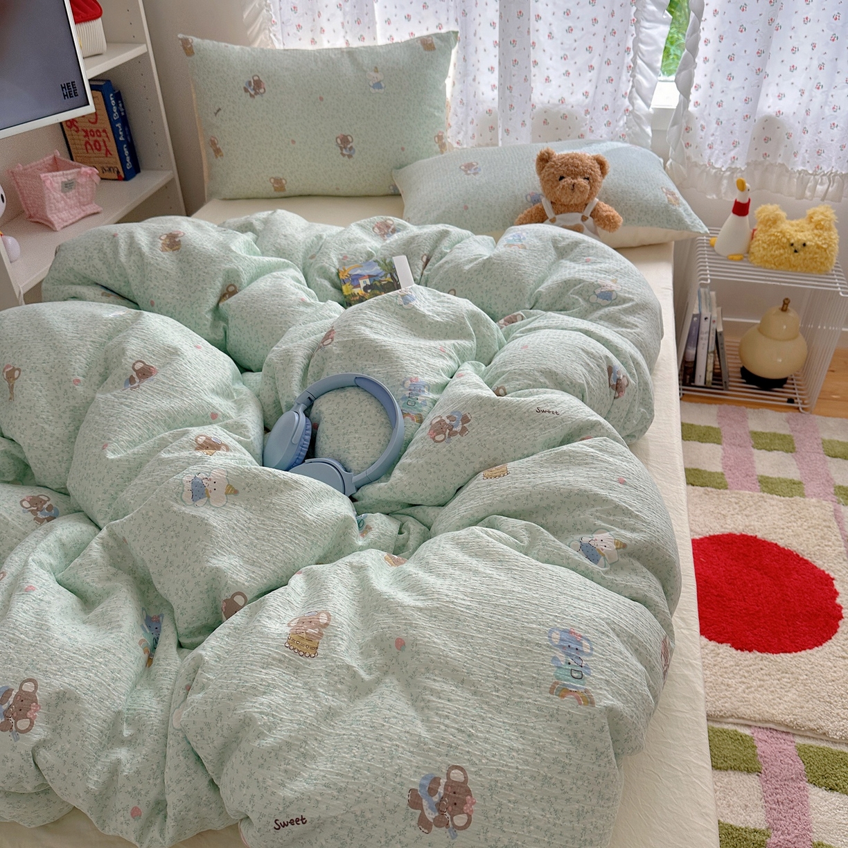 91家纺网 家纺一手货源 找家纺 顾里家纺 2025新款韩系奶萌云朵棉四件套 塔小象