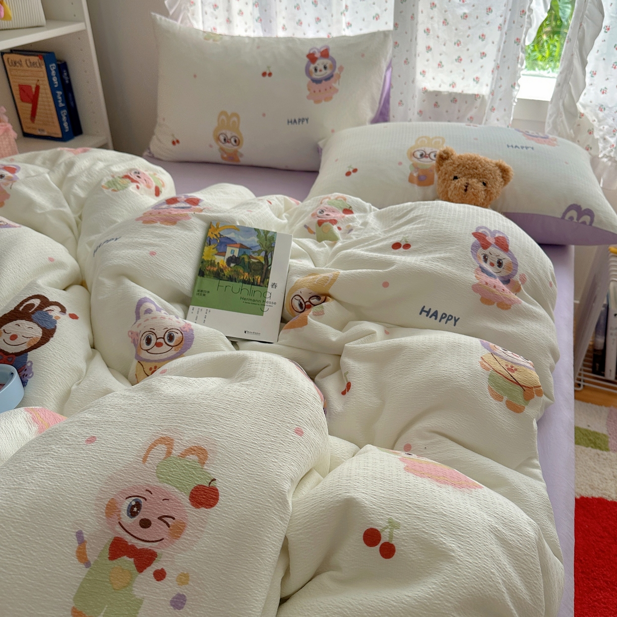 91家纺网 家纺一手货源 找家纺 顾里家纺 2025新款韩系奶萌云朵棉四件套 奈娃娃