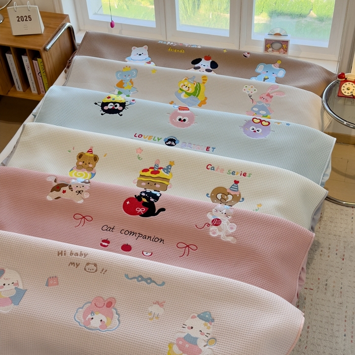 91家纺网 家纺一手货源 找家纺 莱家富 2025新款A类华夫格夹棉床笠单品床笠单件床笠套件 组合图