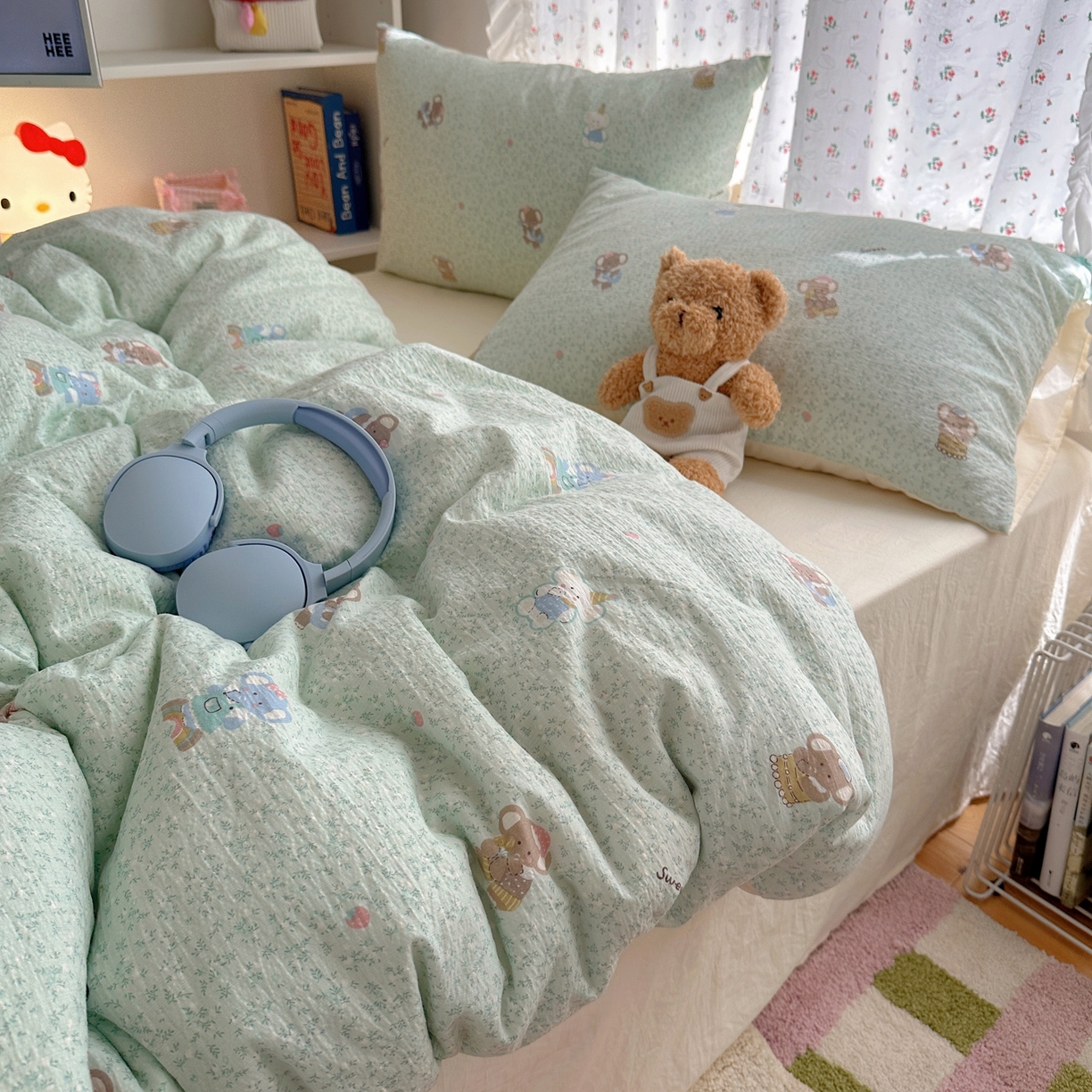 91家纺网 家纺一手货源 找家纺 顾里家纺 2025新款韩系奶萌云朵棉四件套 塔小象