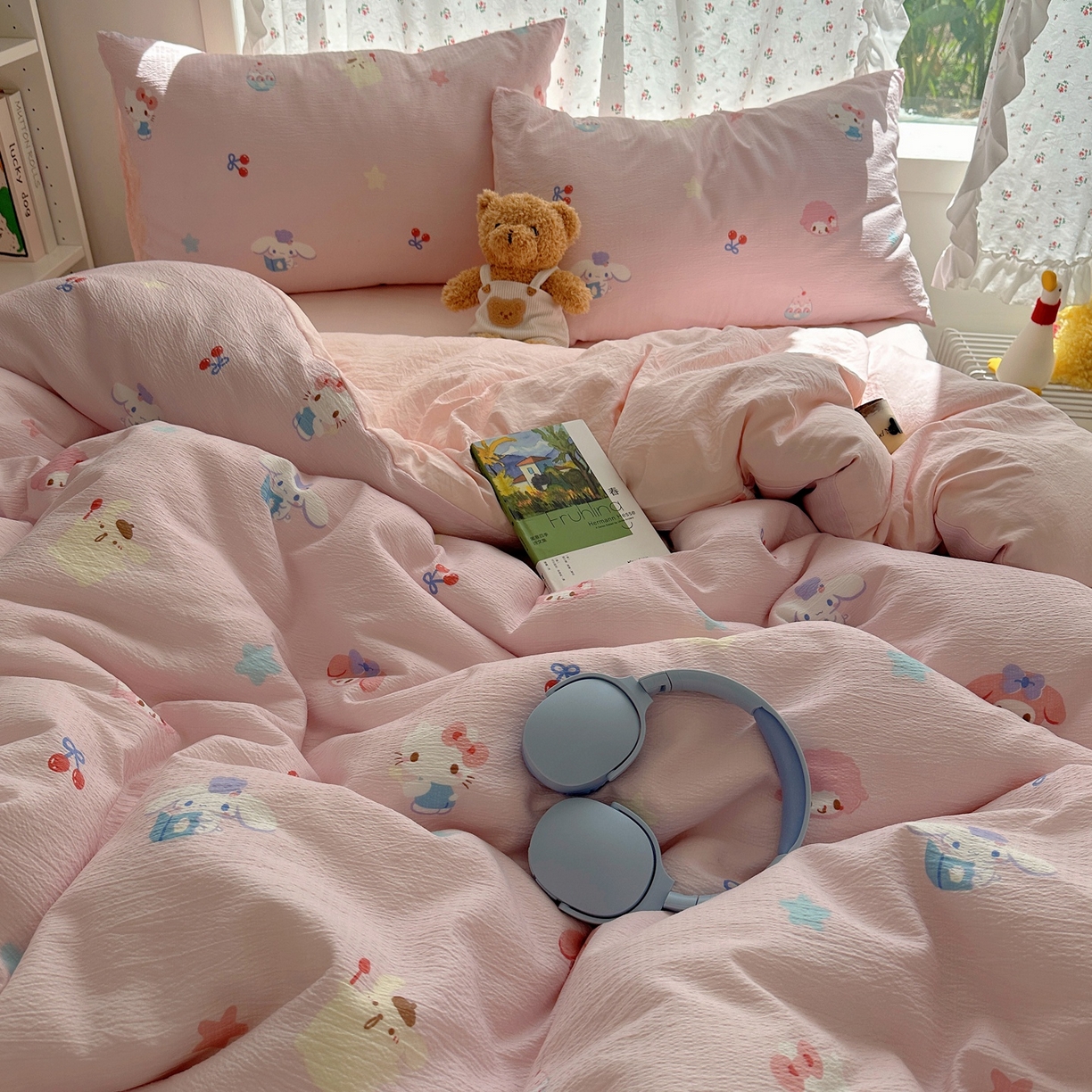 91家纺网 家纺一手货源 找家纺 顾里家纺 2025新款韩系奶萌云朵棉四件套 甜心萌宝