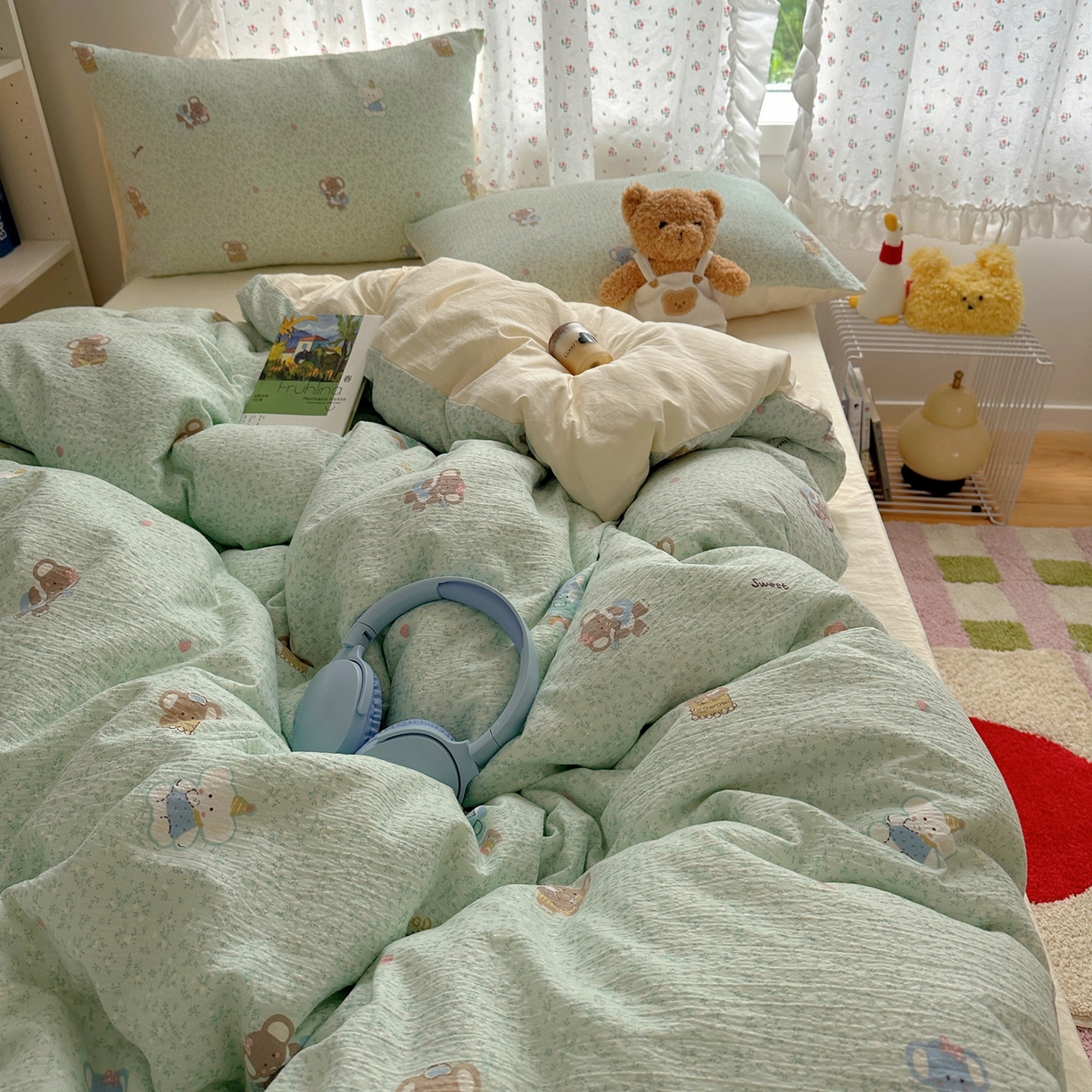 91家纺网 家纺一手货源 找家纺 顾里家纺 2025新款韩系奶萌云朵棉四件套 塔小象