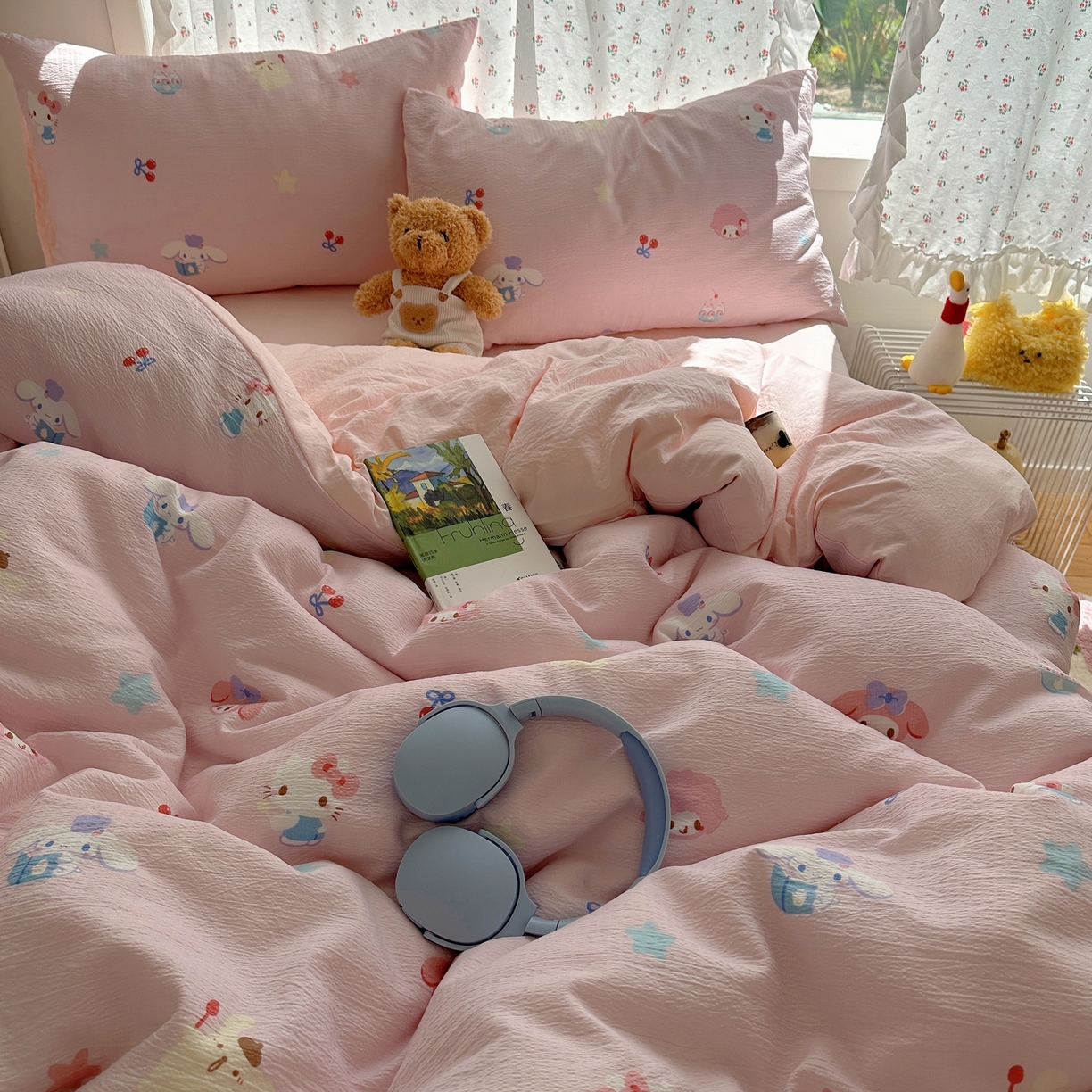 91家纺网 家纺一手货源 找家纺 顾里家纺 2025新款韩系奶萌云朵棉四件套 甜心萌宝