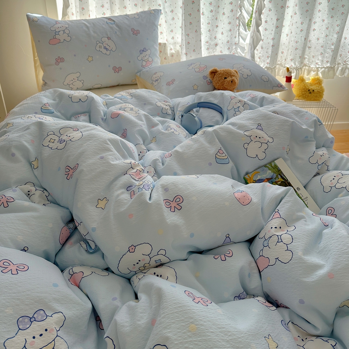 顾里家纺 2025新款韩系奶萌云朵棉四件套 萌狗奶糖
