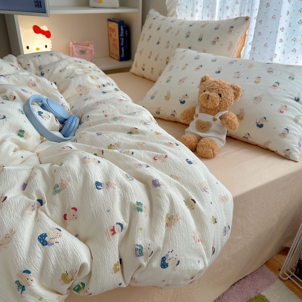 91家纺网 家纺一手货源 找家纺 顾里家纺 2025新款韩系奶萌云朵棉四件套 小甜兔兔