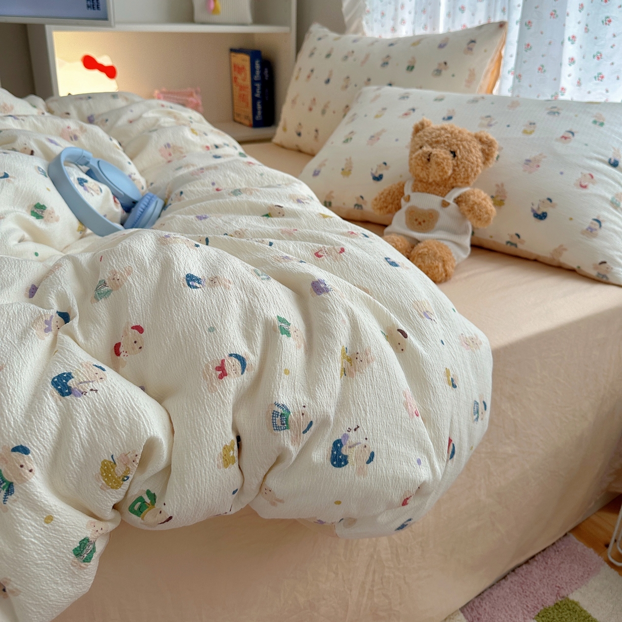 91家纺网 家纺一手货源 找家纺 顾里家纺 2025新款韩系奶萌云朵棉四件套 小甜兔兔