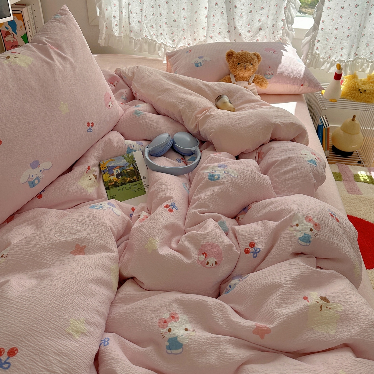 91家纺网 家纺一手货源 找家纺 顾里家纺 2025新款韩系奶萌云朵棉四件套 甜心萌宝