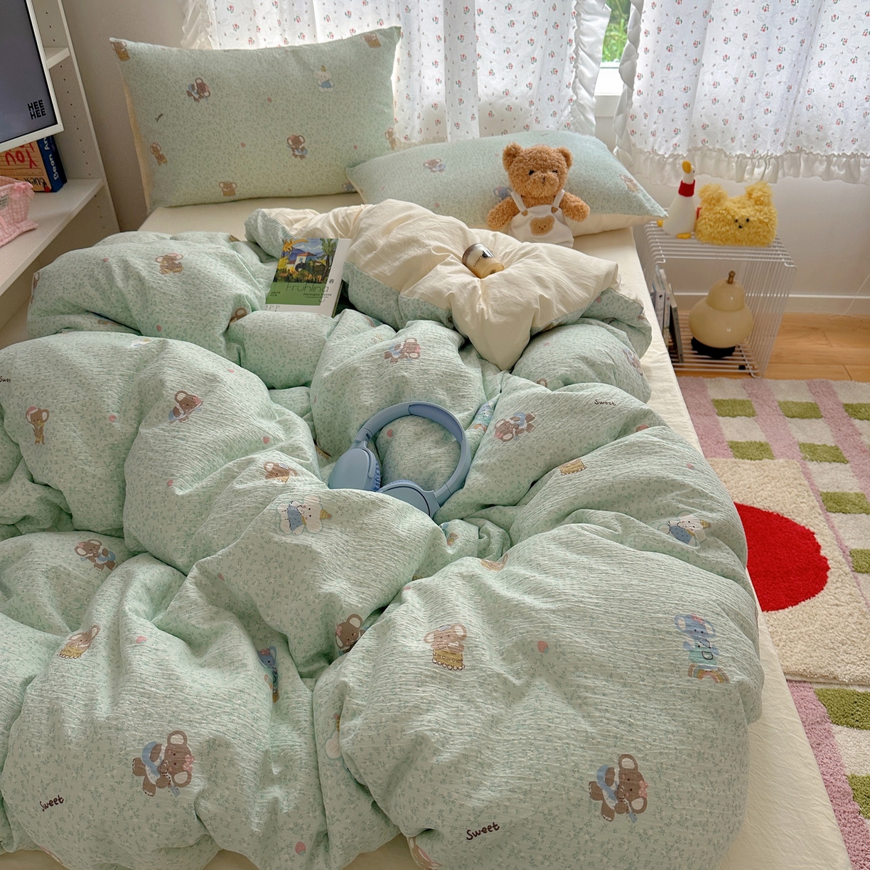 91家纺网 家纺一手货源 找家纺 顾里家纺 2025新款韩系奶萌云朵棉四件套 塔小象