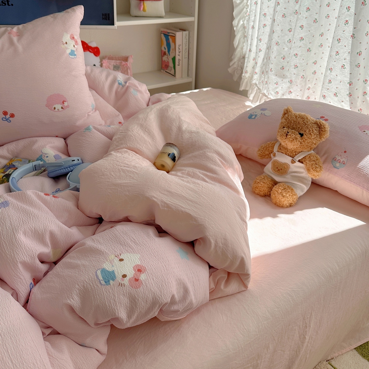 91家纺网 家纺一手货源 找家纺 顾里家纺 2025新款韩系奶萌云朵棉四件套 甜心萌宝