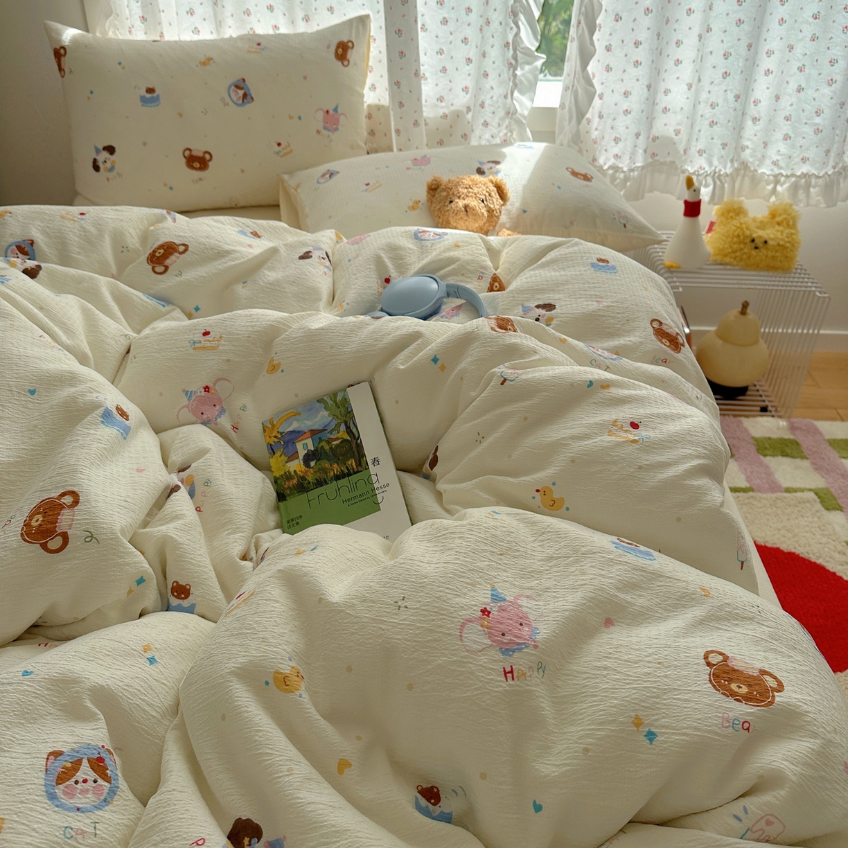 91家纺网 家纺一手货源 找家纺 顾里家纺 2025新款韩系奶萌云朵棉四件套 动物星球（米）