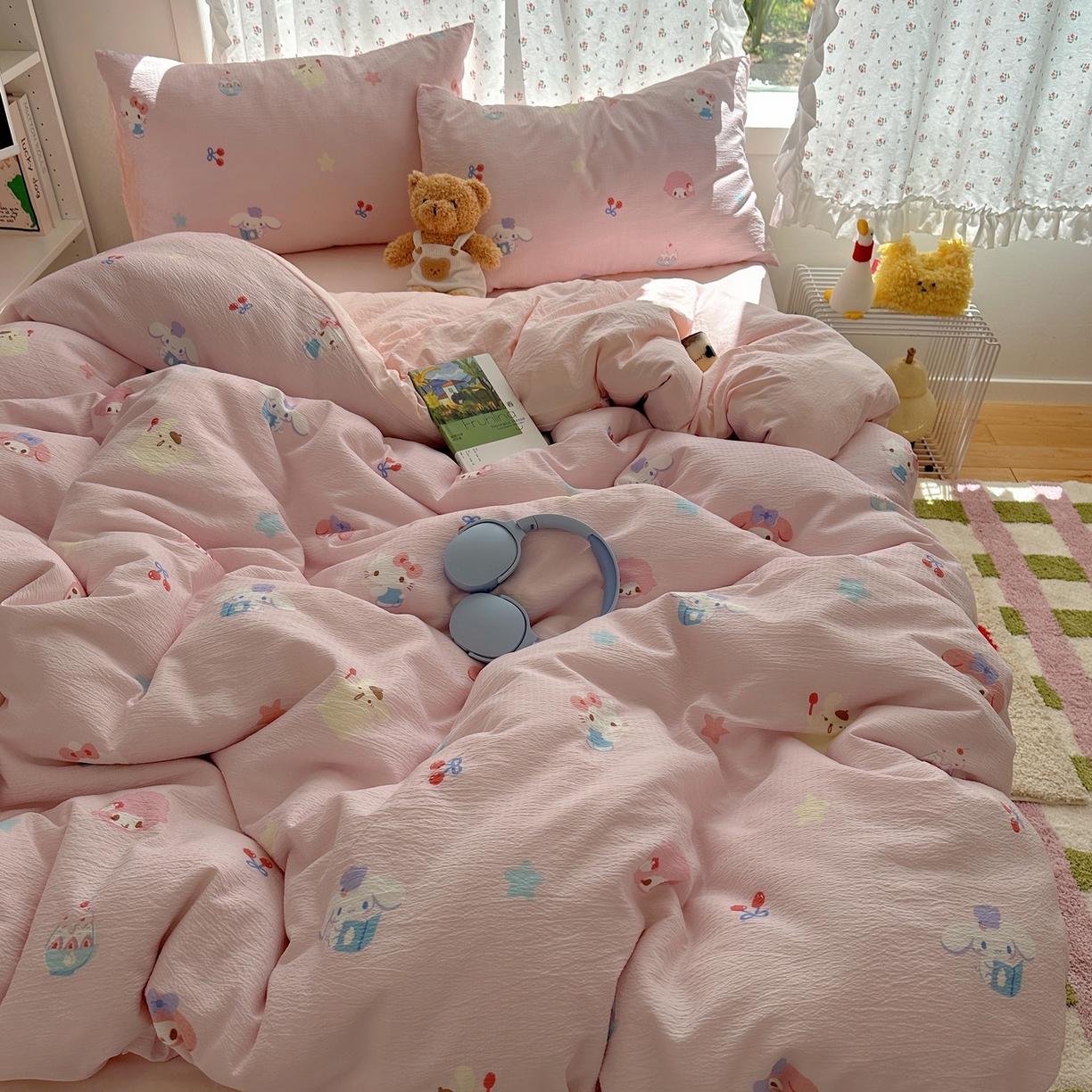 91家纺网 家纺一手货源 找家纺 顾里家纺 2025新款韩系奶萌云朵棉四件套 甜心萌宝