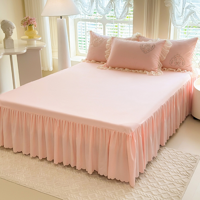 91家纺网 家纺一手货源 找家纺 （总）慕语家纺 2025新款少女系贴布绣蕾丝花边水洗磨毛棉四件套--芳菲系列（专版花型）