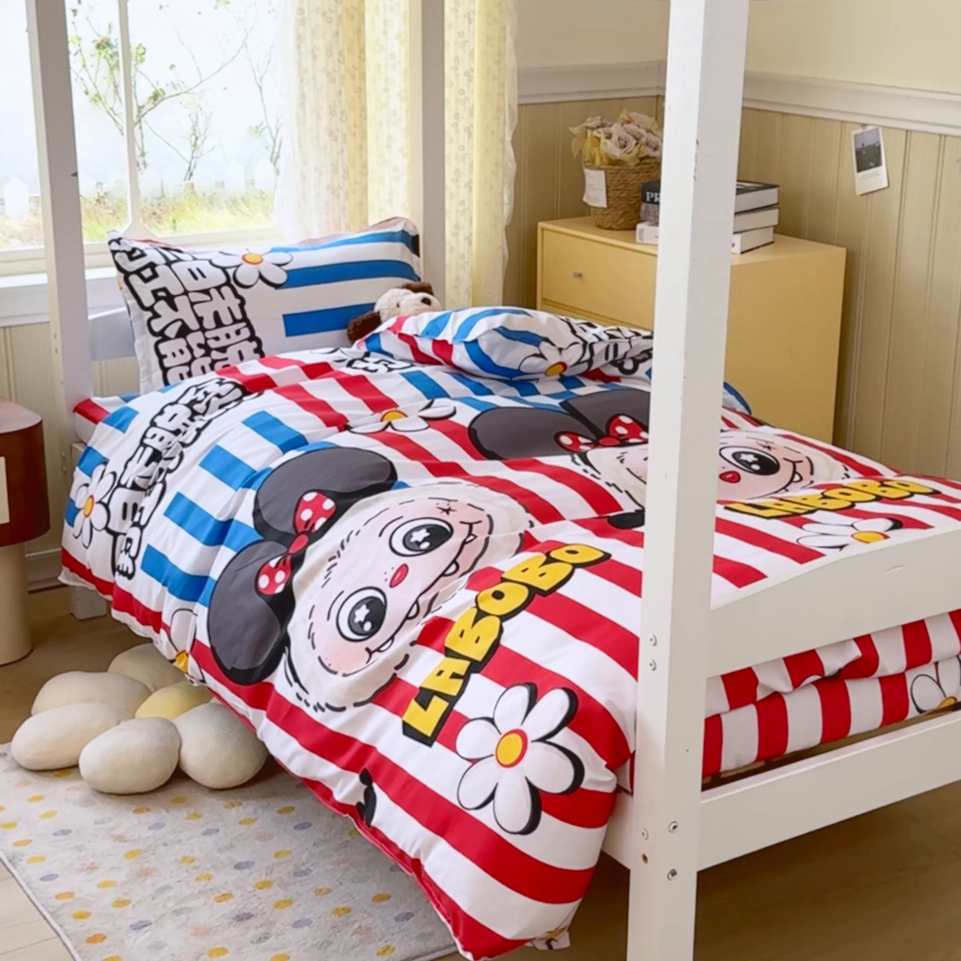 91家纺网 家纺一手货源 找家纺 乐居坊 2025新款开学季亲肤棉透气印花芦荟棉四件套（宿舍床） 潮流前线