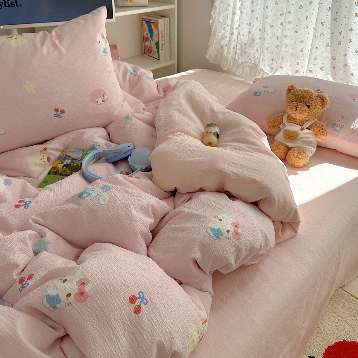 91家纺网 家纺一手货源 找家纺 顾里家纺 2025新款韩系奶萌云朵棉四件套 甜心萌宝