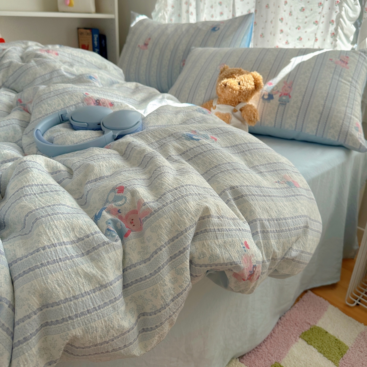 91家纺网 家纺一手货源 找家纺 顾里家纺 2025新款韩系奶萌云朵棉四件套 甜心兔酱