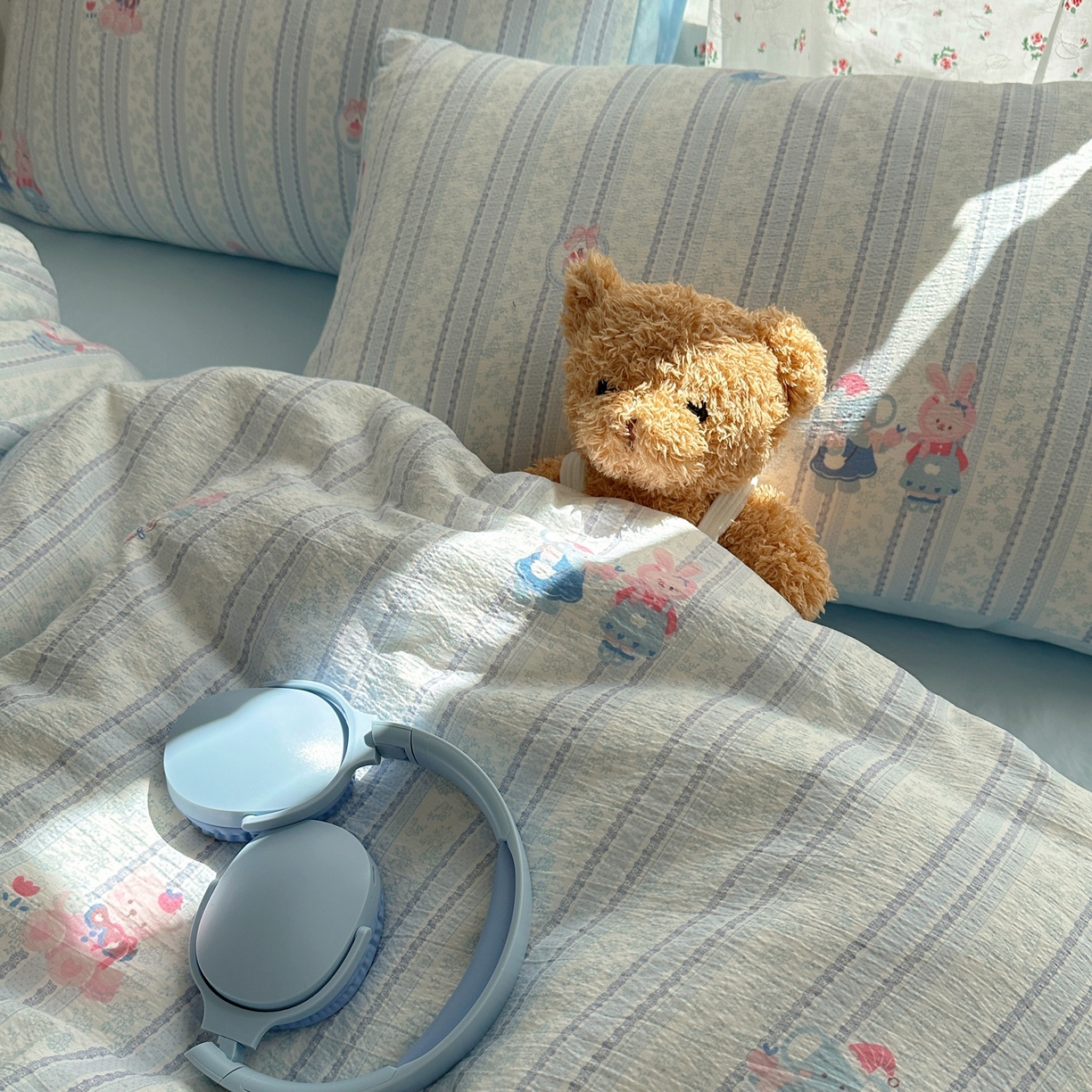 91家纺网 家纺一手货源 找家纺 顾里家纺 2025新款韩系奶萌云朵棉四件套 甜心兔酱