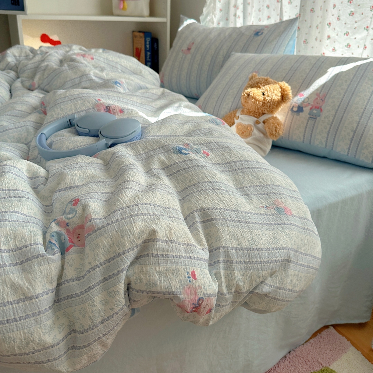 91家纺网 家纺一手货源 找家纺 顾里家纺 2025新款韩系奶萌云朵棉四件套 甜心兔酱