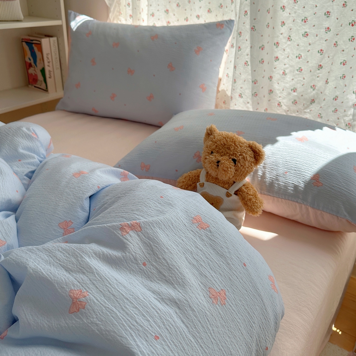 91家纺网 家纺一手货源 找家纺 顾里家纺 2025新款韩系奶萌云朵棉四件套 少女结