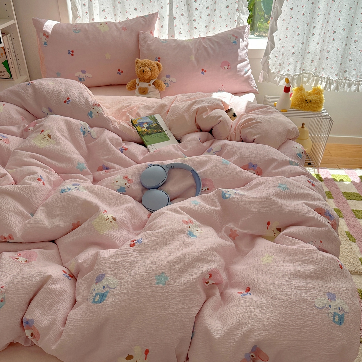 91家纺网 家纺一手货源 找家纺 顾里家纺 2025新款韩系奶萌云朵棉四件套 甜心萌宝