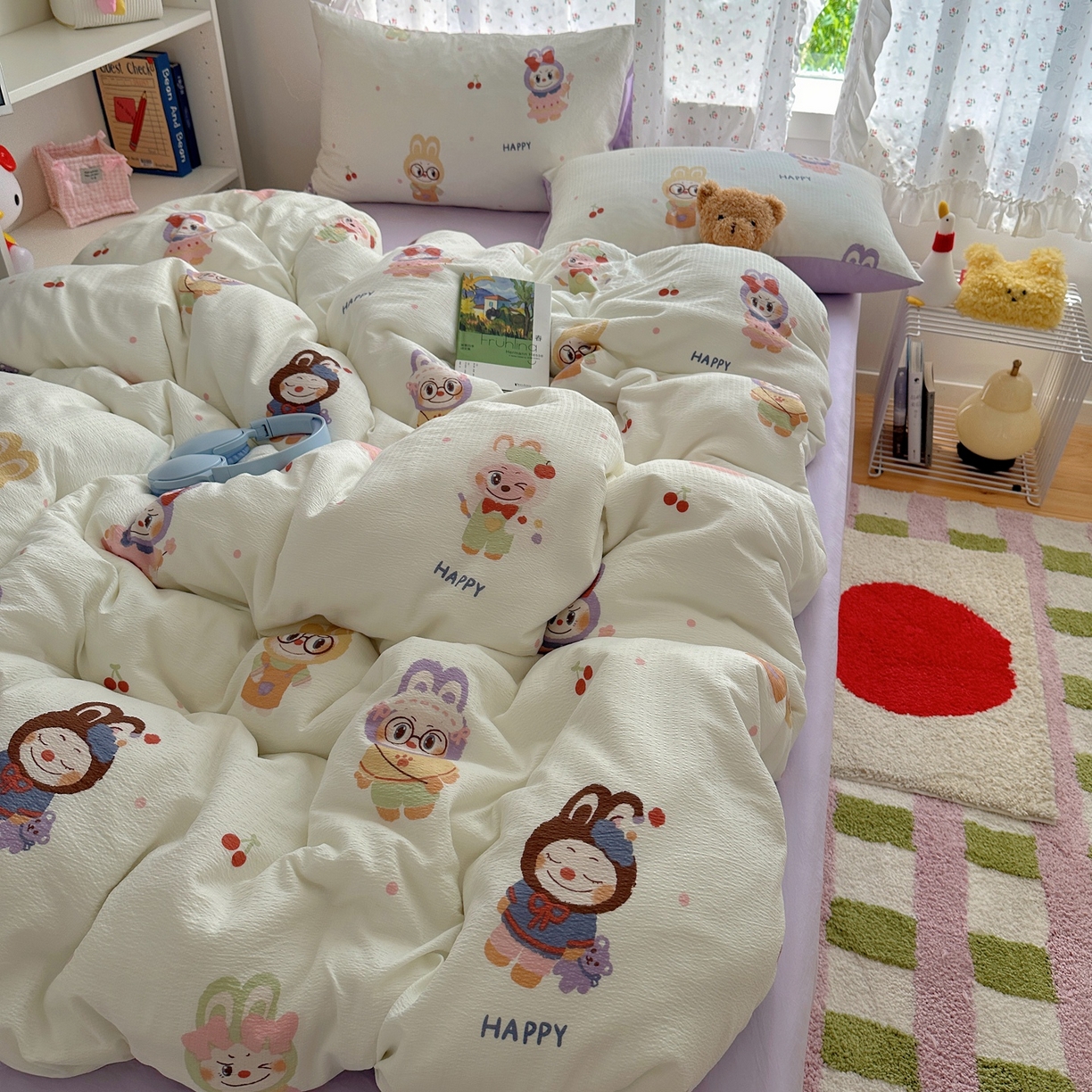 91家纺网 家纺一手货源 找家纺 顾里家纺 2025新款韩系奶萌云朵棉四件套 奈娃娃