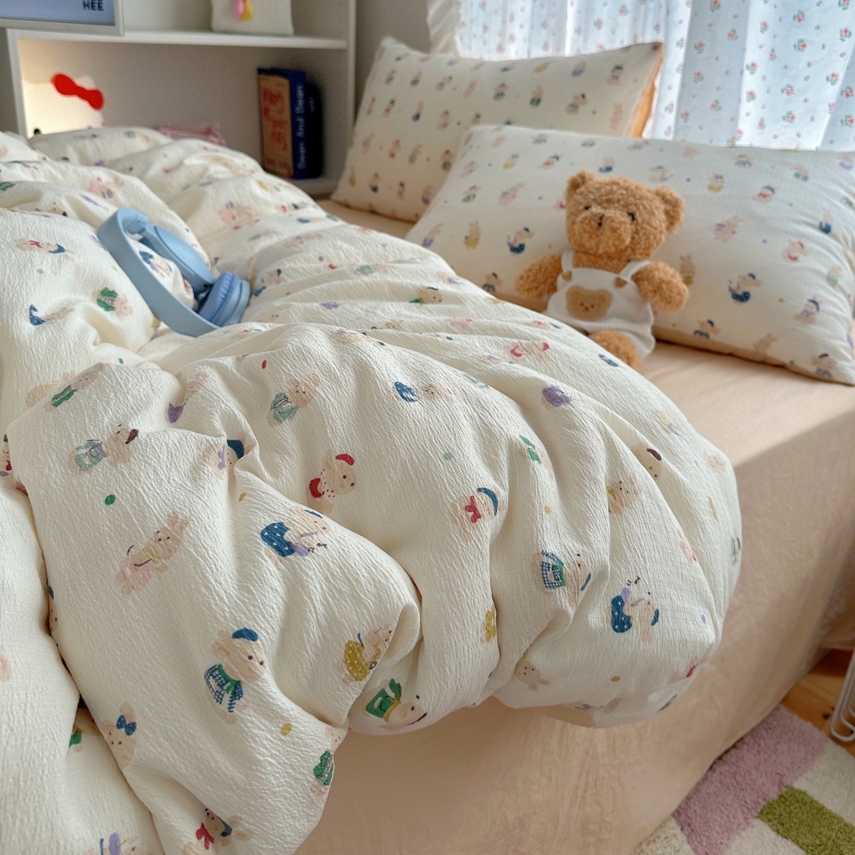 91家纺网 家纺一手货源 找家纺 顾里家纺 2025新款韩系奶萌云朵棉四件套 小甜兔兔