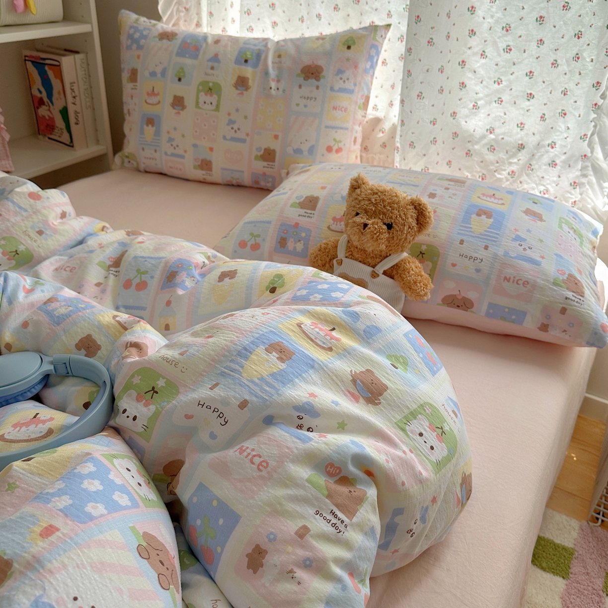 91家纺网 家纺一手货源 找家纺 顾里家纺 2025新款韩系奶萌云朵棉四件套 甜心日记