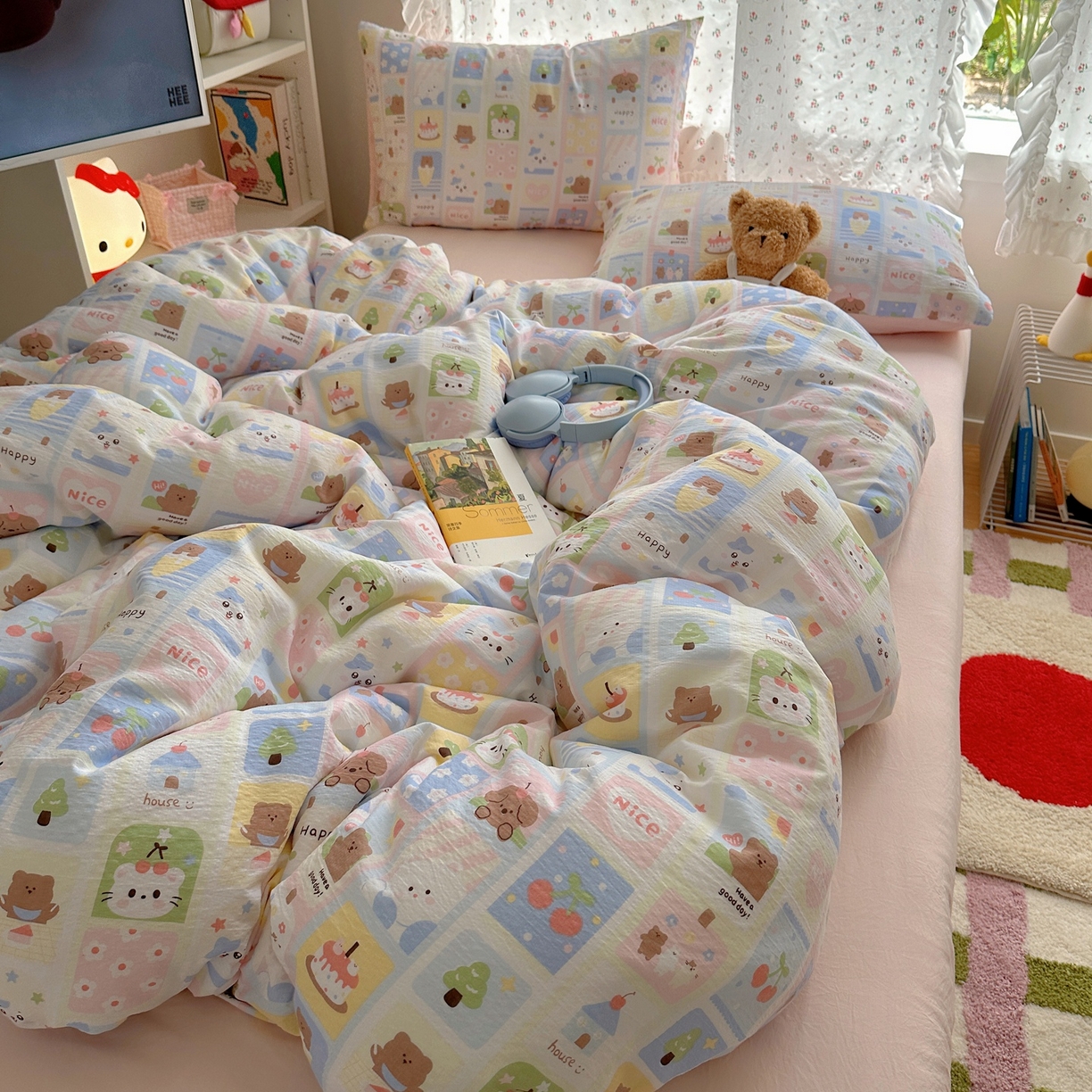 91家纺网 家纺一手货源 找家纺 顾里家纺 2025新款韩系奶萌云朵棉四件套 甜心日记