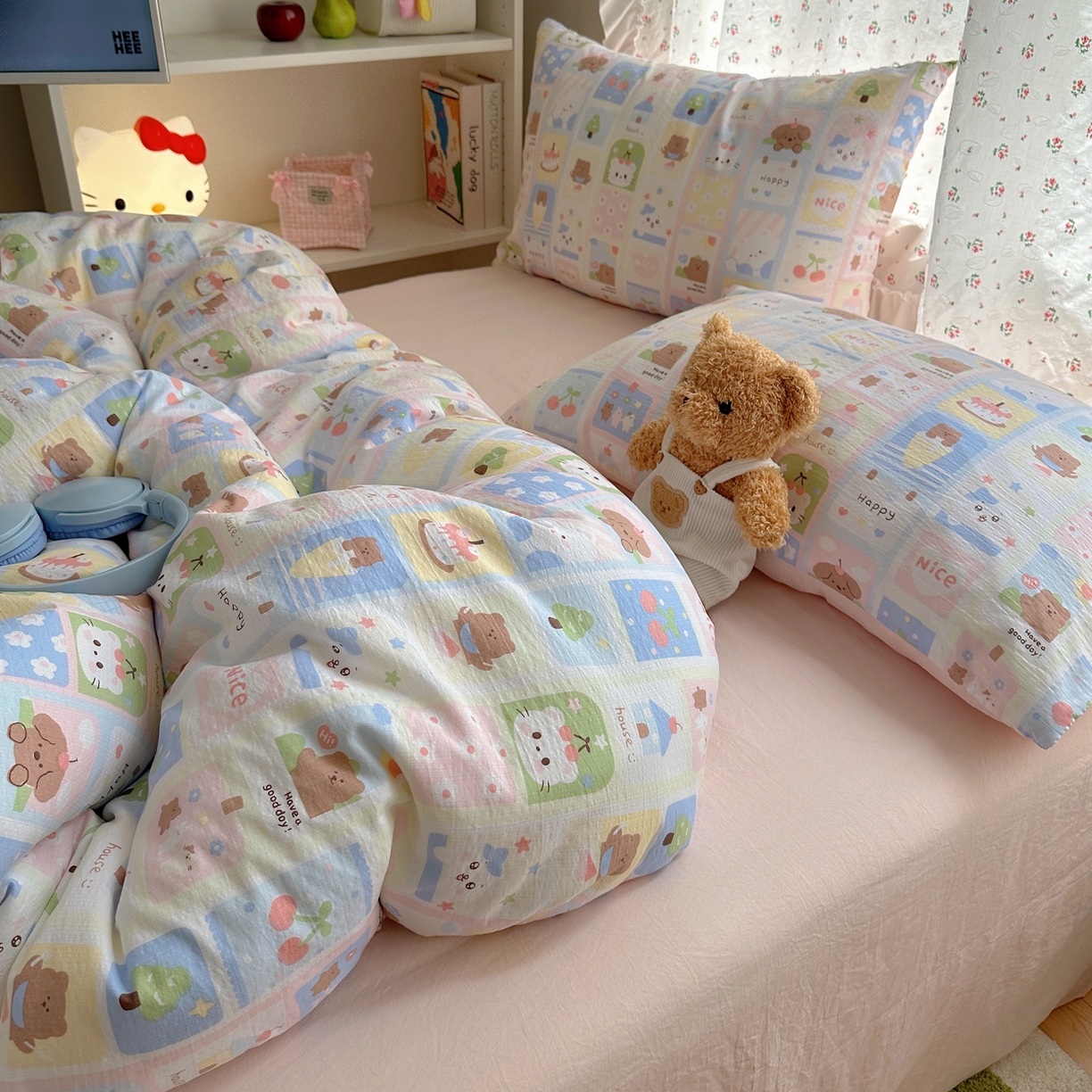 91家纺网 家纺一手货源 找家纺 顾里家纺 2025新款韩系奶萌云朵棉四件套 甜心日记