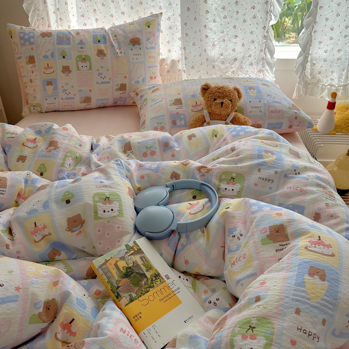 91家纺网 家纺一手货源 找家纺 顾里家纺 2025新款韩系奶萌云朵棉四件套 甜心日记