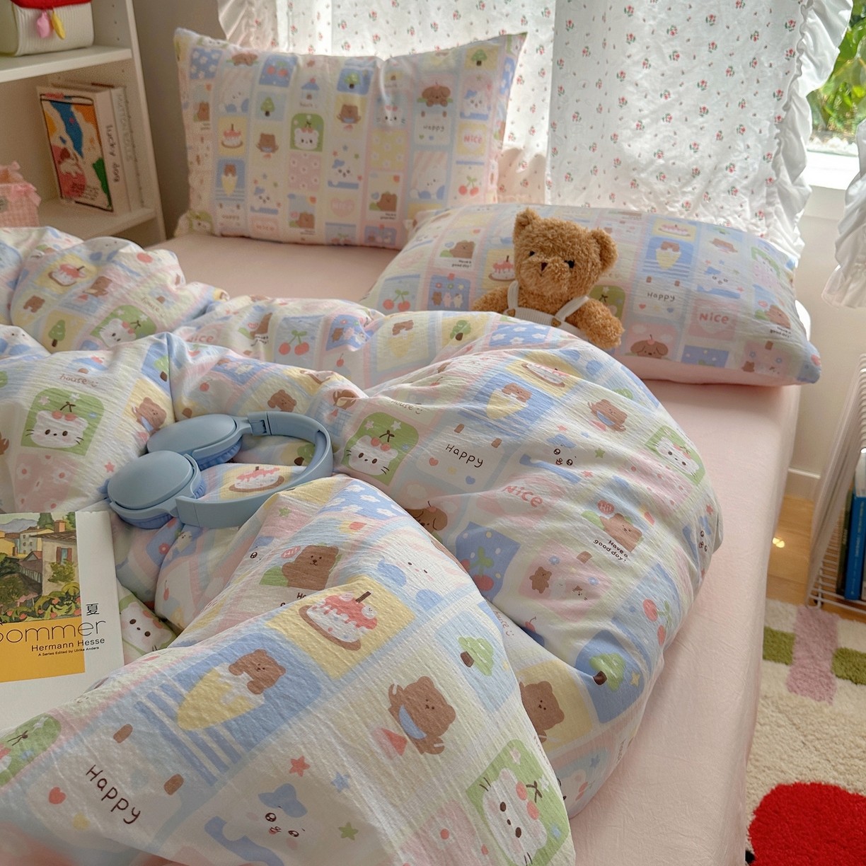 91家纺网 家纺一手货源 找家纺 顾里家纺 2025新款韩系奶萌云朵棉四件套 甜心日记