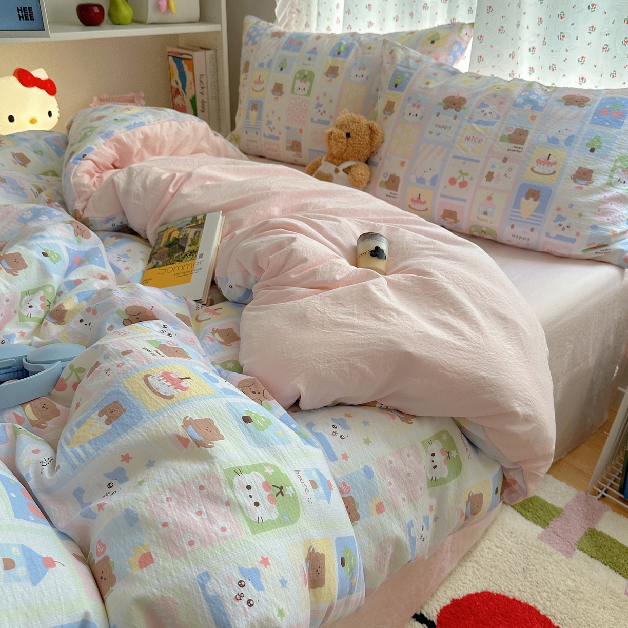 顾里家纺 2025新款韩系奶萌云朵棉四件套 甜心日记