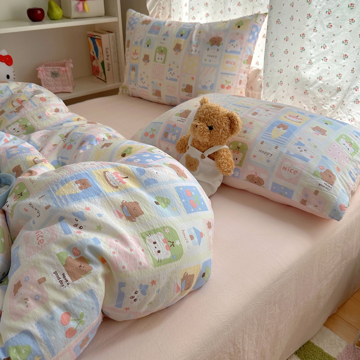 91家纺网 家纺一手货源 找家纺 顾里家纺 2025新款韩系奶萌云朵棉四件套 甜心日记