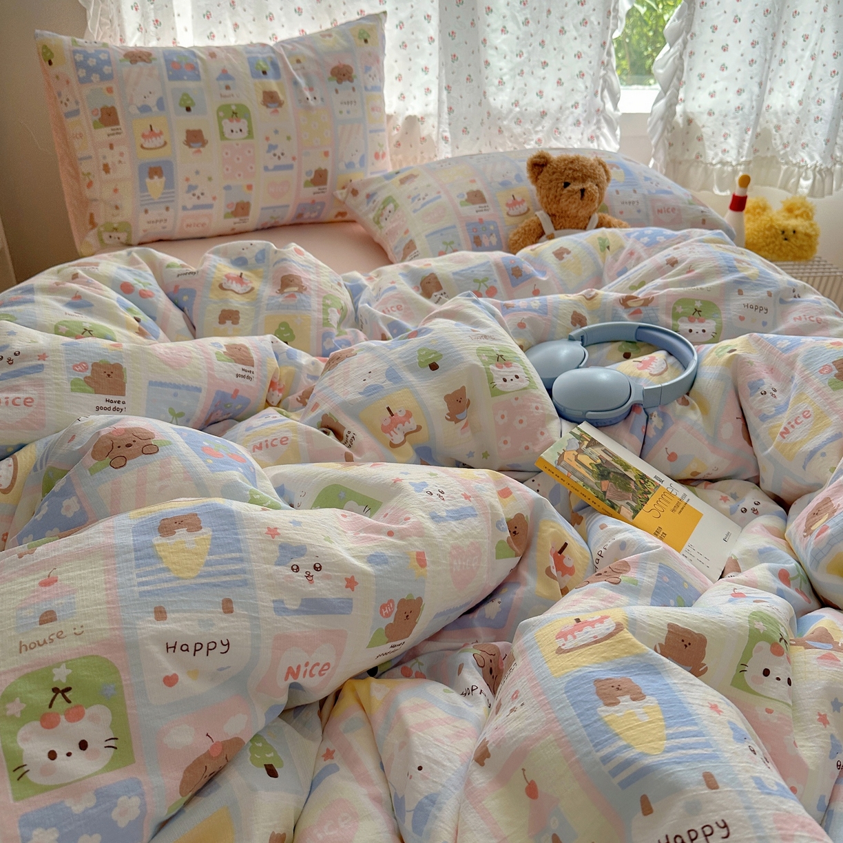 91家纺网 家纺一手货源 找家纺 顾里家纺 2025新款韩系奶萌云朵棉四件套 甜心日记