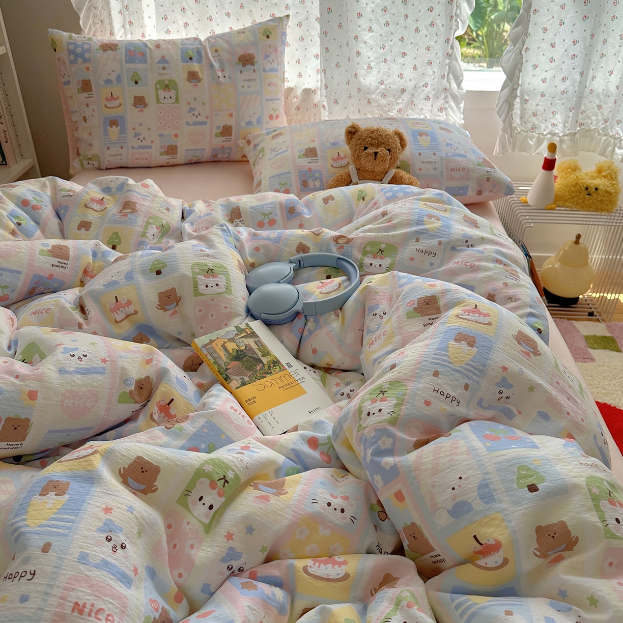 91家纺网 家纺一手货源 找家纺 顾里家纺 2025新款韩系奶萌云朵棉四件套 甜心日记