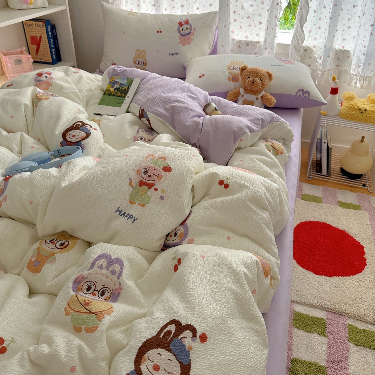 91家纺网 家纺一手货源 找家纺 顾里家纺 2025新款韩系奶萌云朵棉四件套 奈娃娃