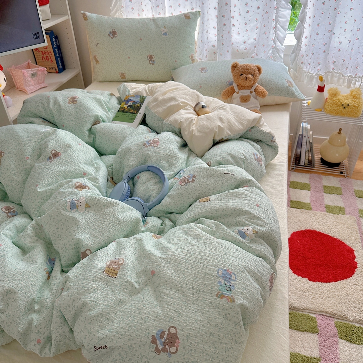 91家纺网 家纺一手货源 找家纺 顾里家纺 2025新款韩系奶萌云朵棉四件套 塔小象