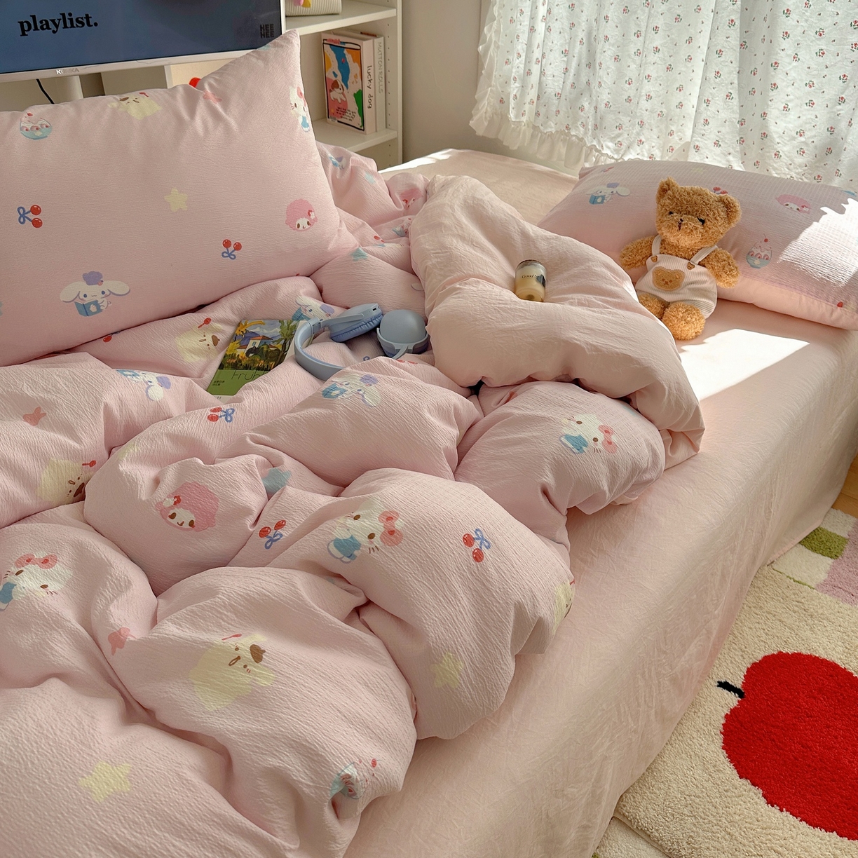 91家纺网 家纺一手货源 找家纺 顾里家纺 2025新款韩系奶萌云朵棉四件套 甜心萌宝