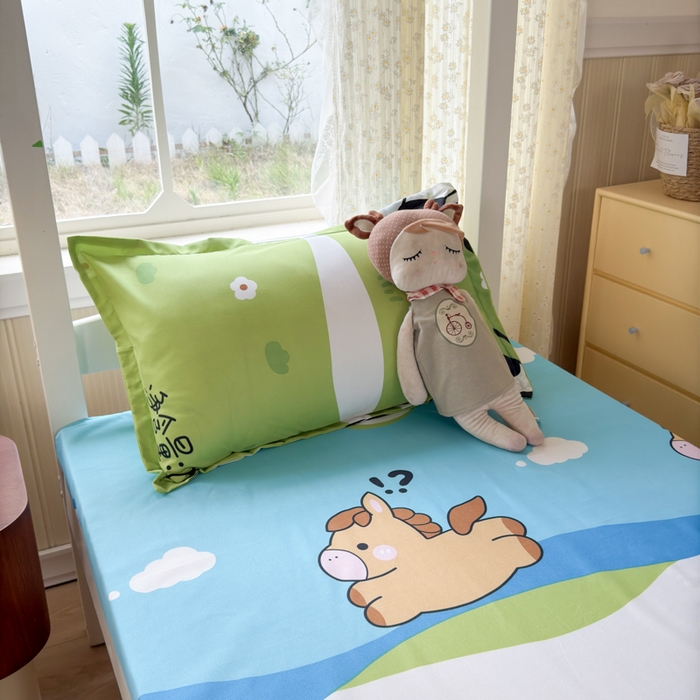 91家纺网 家纺一手货源 找家纺 乐居坊 2025新款开学季亲肤棉透气印花芦荟棉四件套（宿舍床） 纯牛马