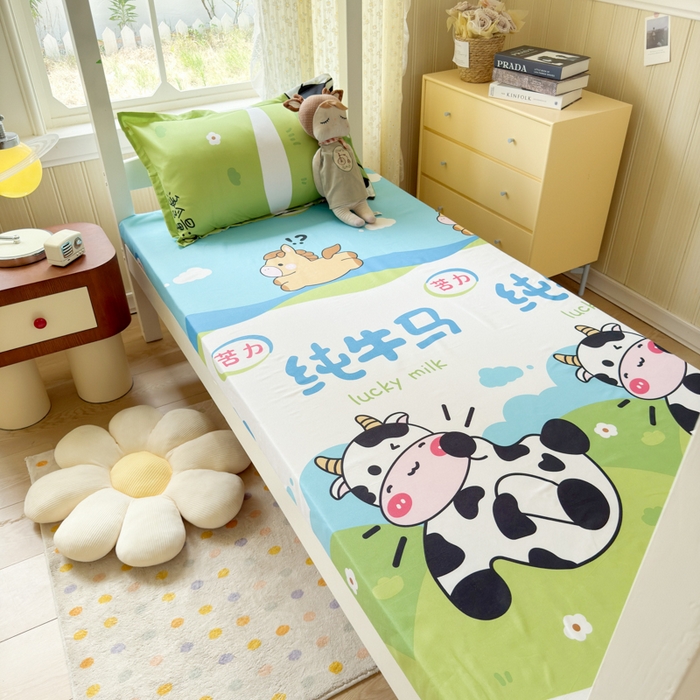 91家纺网 家纺一手货源 找家纺 乐居坊 2025新款开学季亲肤棉透气印花芦荟棉四件套（宿舍床） 纯牛马