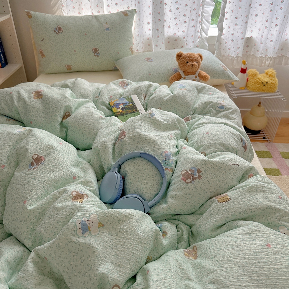 91家纺网 家纺一手货源 找家纺 顾里家纺 2025新款韩系奶萌云朵棉四件套 塔小象