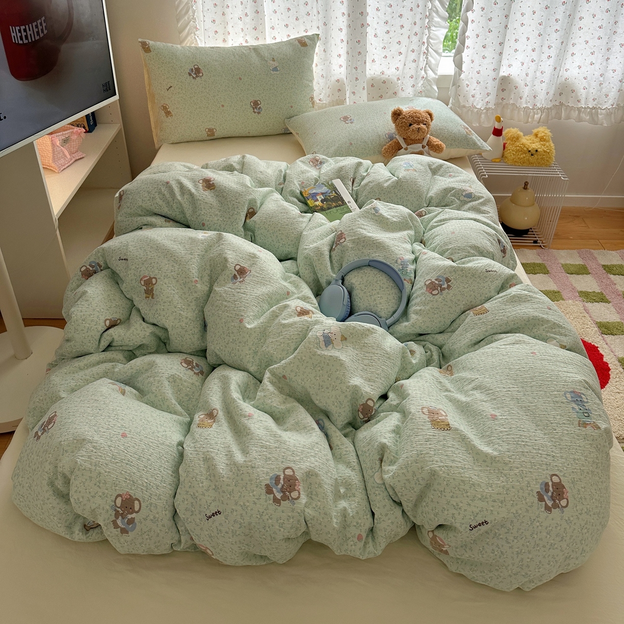 91家纺网 家纺一手货源 找家纺 顾里家纺 2025新款韩系奶萌云朵棉四件套 塔小象