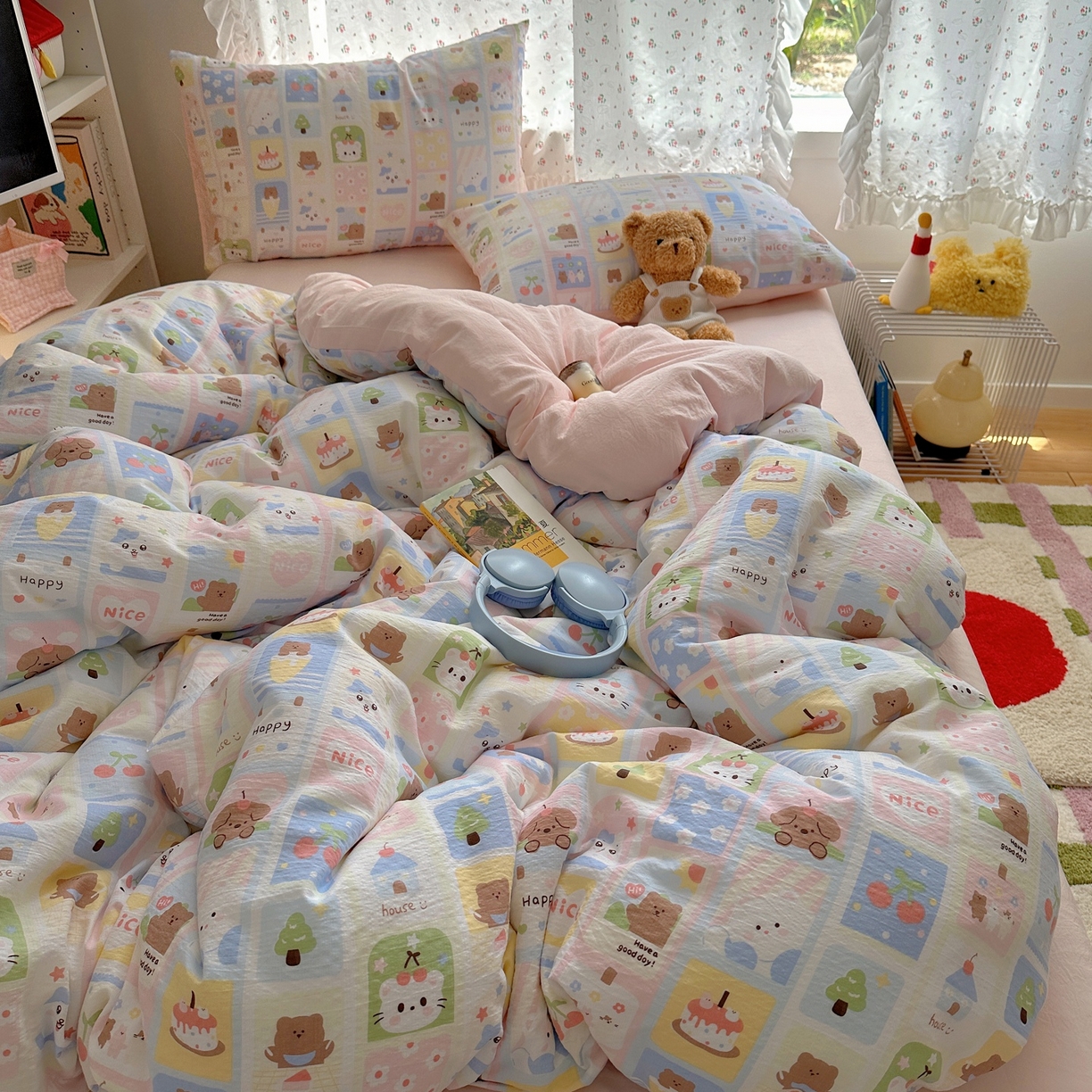 91家纺网 家纺一手货源 找家纺 顾里家纺 2025新款韩系奶萌云朵棉四件套 甜心日记